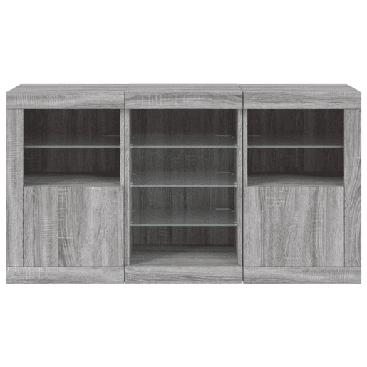 Aparador - Bufete - Móvei de apoio com luzes LED 123x37x67 cm cinzento sonoma pt1971