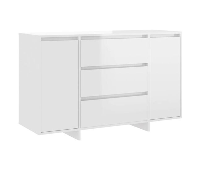 Aparador - mueble de almacenamiento con 3 cajones contrachapado blanco brillo 120x41x75 cm es1692