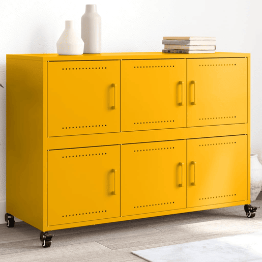 Aparador - Bufete - Móvei de apoio 100,5x39x72 cm aço amarelo mostarda pt2176