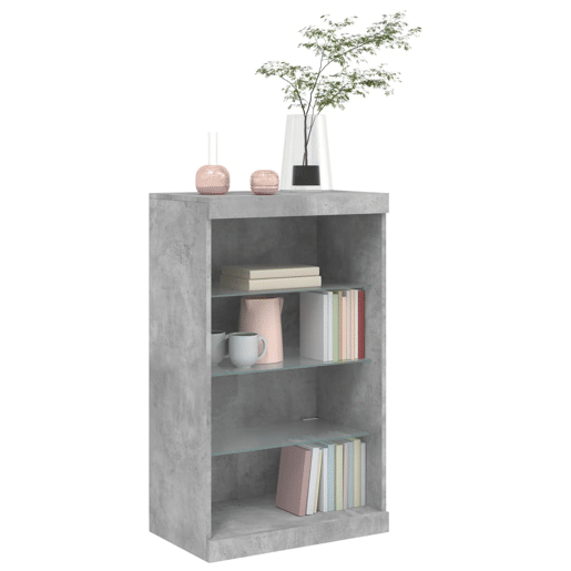 Aparador - Bufete - Móvei de apoio com luzes LED 60,5x37x100 cm cinzento cimento pt1963