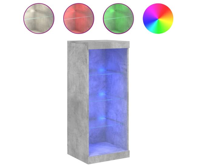 Aparador - mueble de almacenamiento con luces led gris hormigón 41x37x100 cm es1959