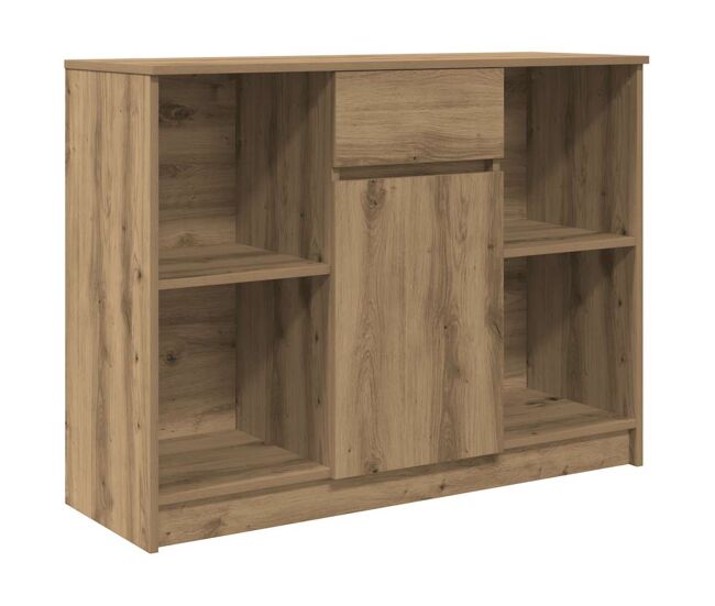 Aparador - mueble de almacenamiento con cajón roble artisian 101x35x76cm madera ingeniería es1786
