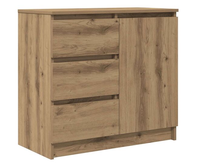 Aparador - mueble de almacenamiento con cajón roble artesanal 71x35x65cm madera ingeniería es1781