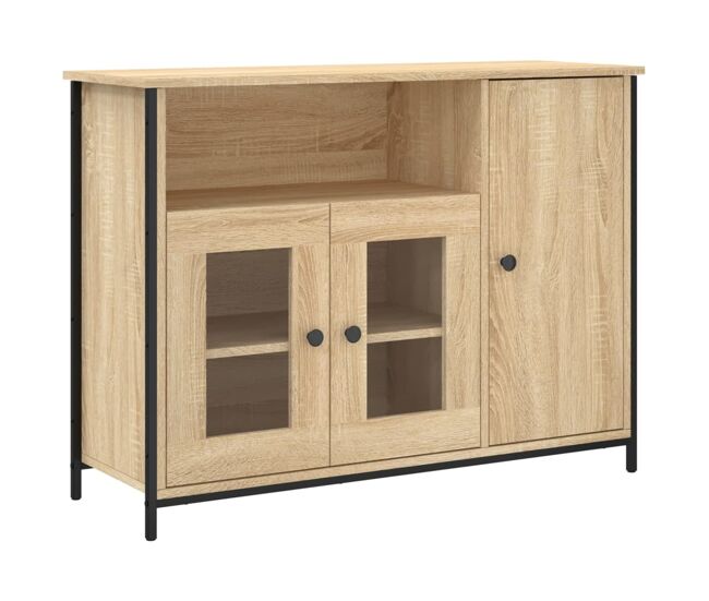 Aparador - mueble de almacenamiento de madera de ingeniería roble sonoma 100x35x75 cm es3707