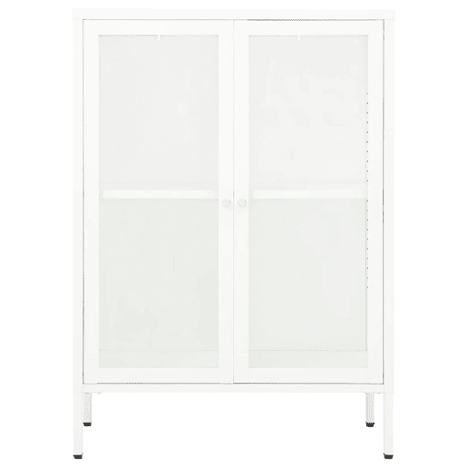 Aparador - Bufete - Móvei de apoio 75x35x105 cm vidro e aço branco pt2403