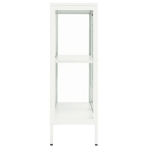 Aparador - Bufete - Móvei de apoio 75x35x105 cm vidro e aço branco pt2403