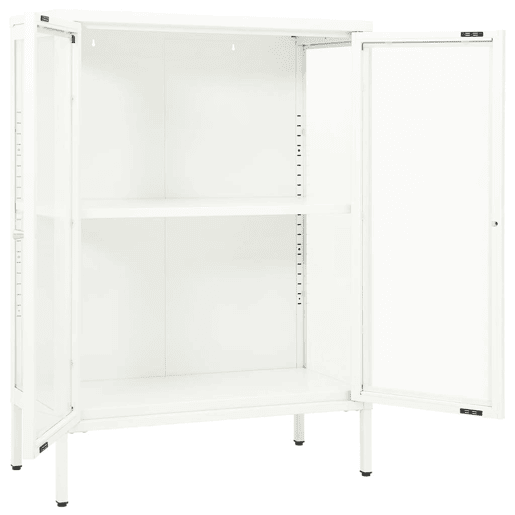 Aparador - Bufete - Móvei de apoio 75x35x105 cm vidro e aço branco pt2403