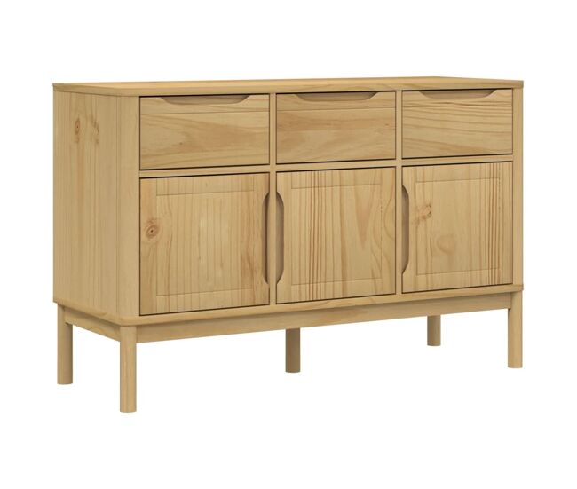 Aparador - mueble de almacenamiento floro madera maciza de pino marrón cera 114x43x74 cm es4047