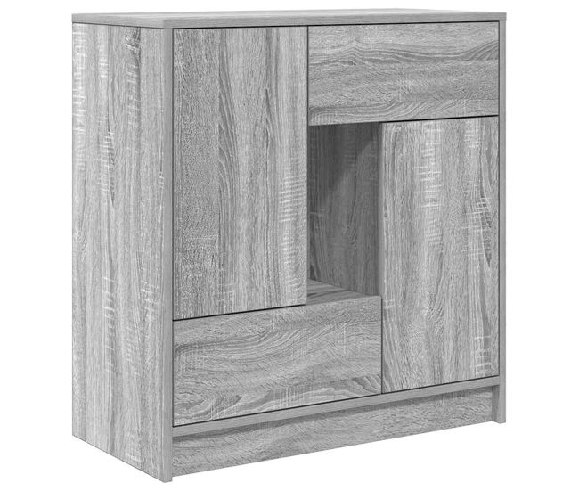 Aparador - mueble de almacenamiento con cajones y puertas gris sonoma 70,5x34x74,5 cm es1851
