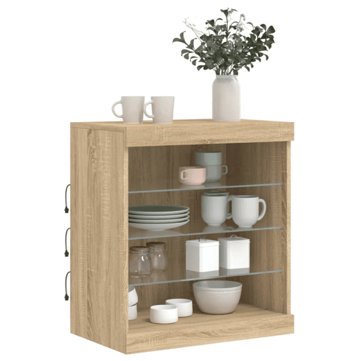 Aparador - Bufete - Móvei de apoio com luzes LED 60,5x37x67 cm carvalho sonoma pt2084