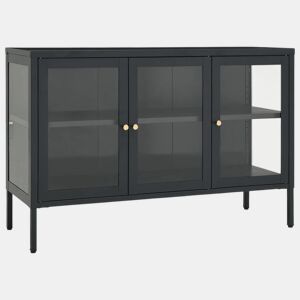 Aparador - Bufete - Móvei de apoio 105x35x70 cm vidro e aço antracite pt2404