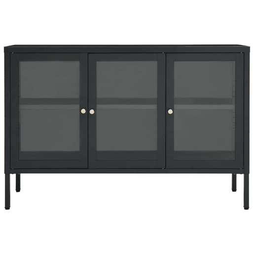 Aparador - Bufete - Móvei de apoio 105x35x70 cm vidro e aço antracite pt2404