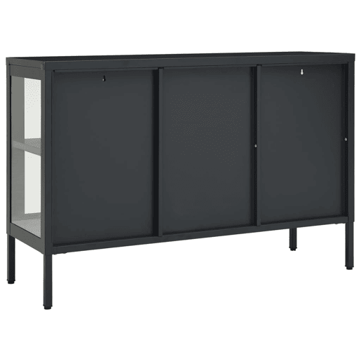 Aparador - Bufete - Móvei de apoio 105x35x70 cm vidro e aço antracite pt2404
