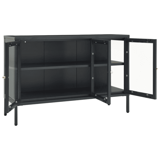 Aparador - Bufete - Móvei de apoio 105x35x70 cm vidro e aço antracite pt2404