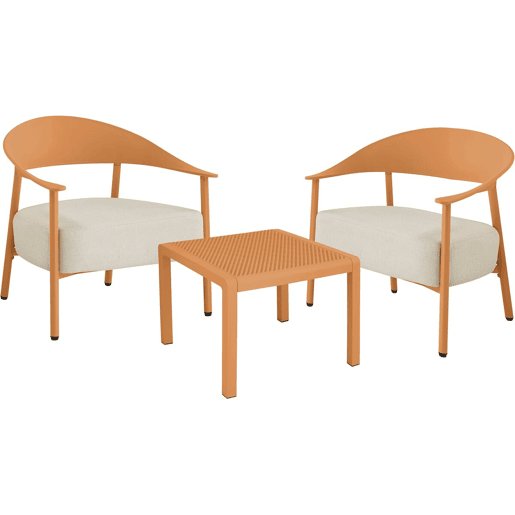 Conjunto de mobiliário de jardim em metal e plástico Céora - 2 lugares - Laranja