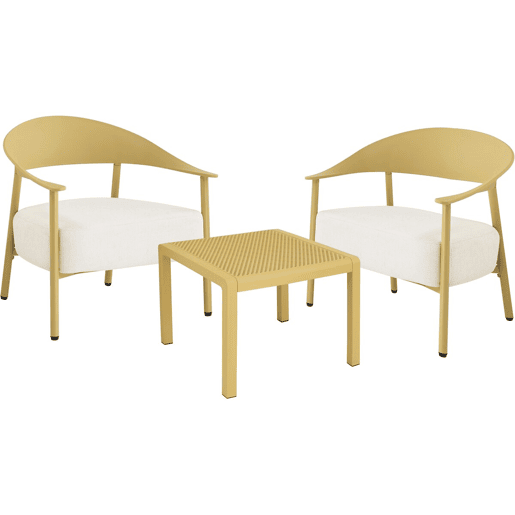 Conjunto de mobiliário de jardim em metal e plástico Céora - 2 lugares - Amarelo