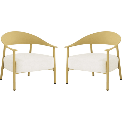 Conjunto de 2 cadeirões de jardim Céora em plástico e metal - Amarelo