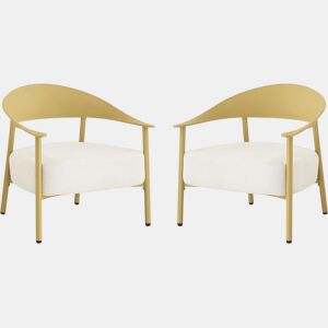 Conjunto de 2 cadeirões de jardim Céora em plástico e metal - Amarelo