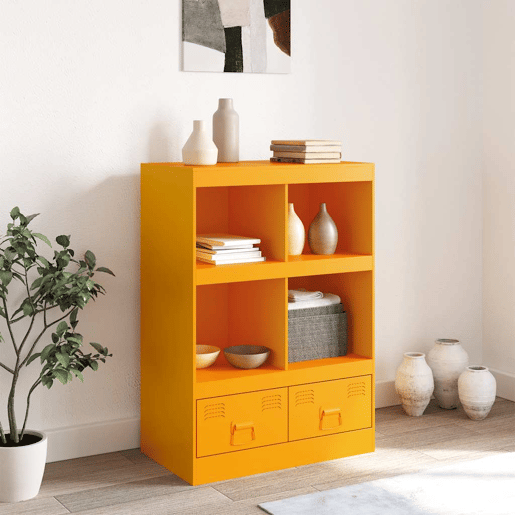 Aparador - Bufete - Móvei de apoio alto 67x39x95 cm aço amarelo mostarda pt2182