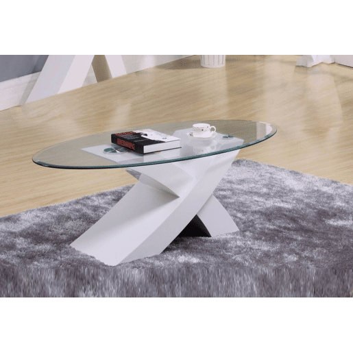 Mesa de Centro em Vidro Temperado Lore, Branco 110x60cm Mesa de Centro em Vidro Temperado Lore, Branco 110x60cm