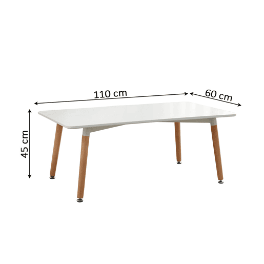 Mesa de Centro Nordica, Branco 110x60cm Mesa de Centro Nordica, Branco 110x60cm