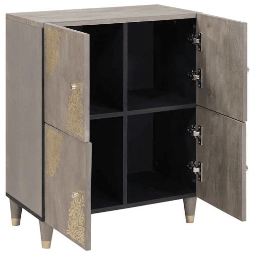 Bufete - Móvei de apoio Cinza e Ouro 60 x 33 x 75 cm Madeira de manga maciça pt4090
