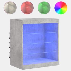 Aparador - Bufete - Móvei de apoio com luzes LED 60,5x37x67 cm cinzento cimento pt1965