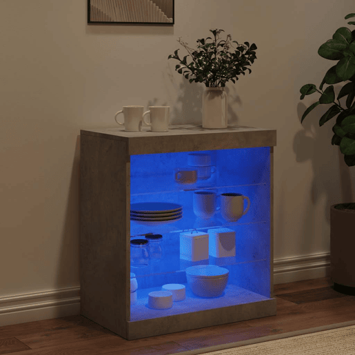 Aparador - Bufete - Móvei de apoio com luzes LED 60,5x37x67 cm cinzento cimento pt1965