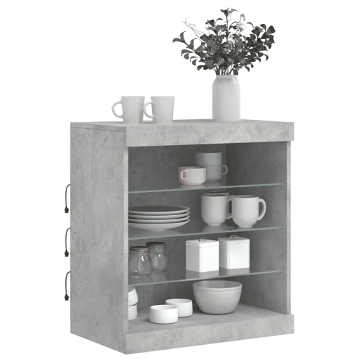 Aparador - Bufete - Móvei de apoio com luzes LED 60,5x37x67 cm cinzento cimento pt1965