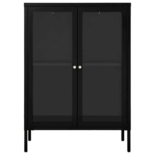 Aparador - Bufete - Móvei de apoio 75x35x105 cm vidro e aço preto pt2410