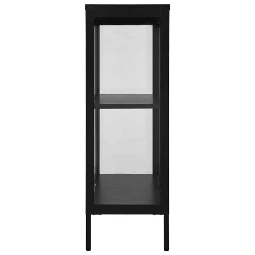 Aparador - Bufete - Móvei de apoio 75x35x105 cm vidro e aço preto pt2410
