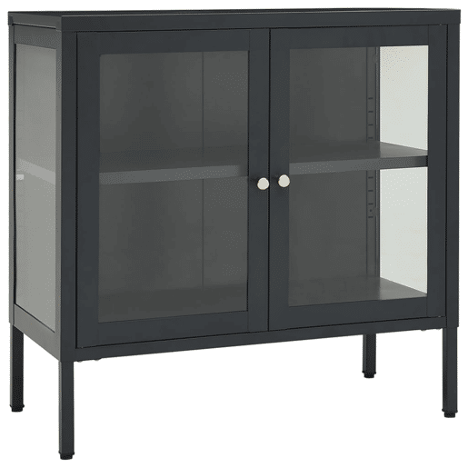 Aparador - Bufete - Móvei de apoio 70x35x70 cm vidro e aço antracite pt2405