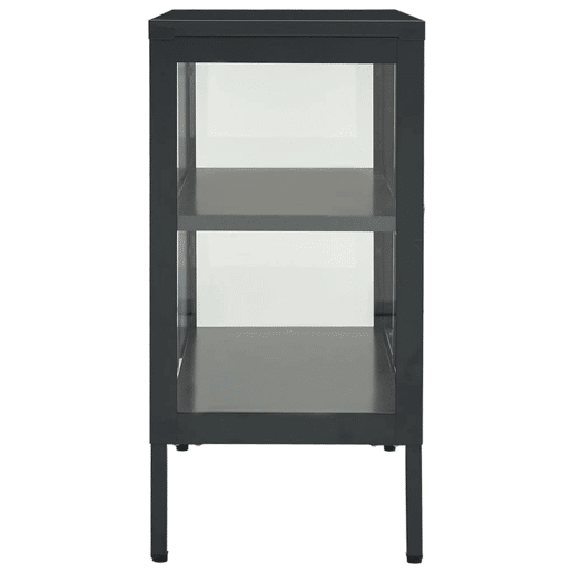Aparador - Bufete - Móvei de apoio 70x35x70 cm vidro e aço antracite pt2405