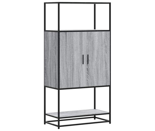 Aparador alto - mueble de almacenamiento madera de ingeniería y metal gris sonoma es1431