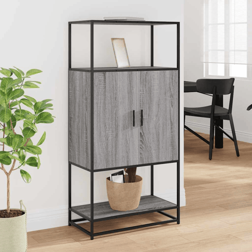 Armário alto - Bufete - Móvel de apoio 68x35x139 cm madeira e metal cinza sonoma pt1431
