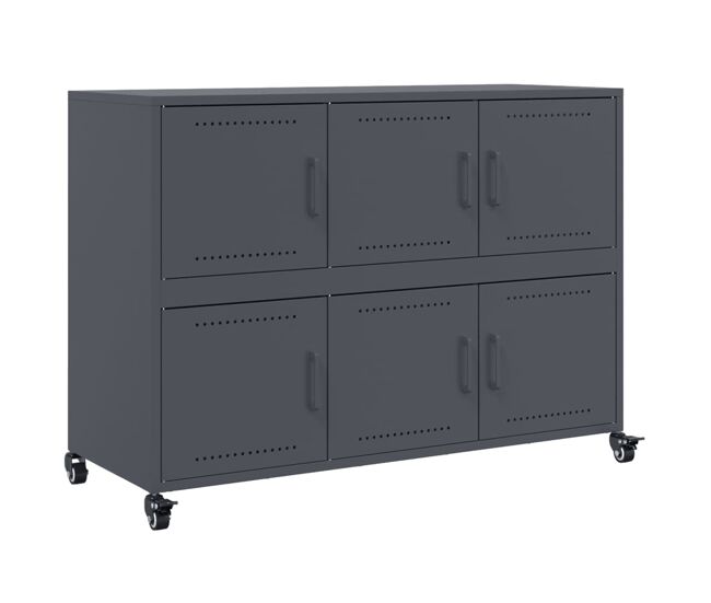 Aparador - mueble de almacenamiento acero gris antracita 100,5x39x72 cm es94