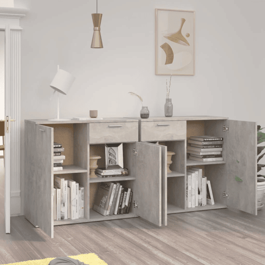 Aparador - Bufete - Móvei de apoio 160x36x75 cm contraplacado cinzento cimento pt3265