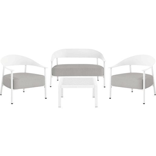 Conjunto de mobiliário de jardim em metal e plástico Céora - 4 lugares - Branco