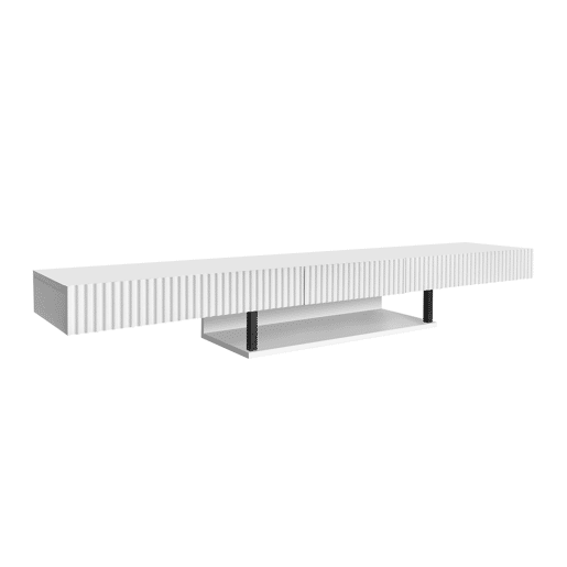Móvel TV Suspenso Sala de estar e jantar Branco 150x40x22 1 gaveta Renzo Muebles Bonitos
