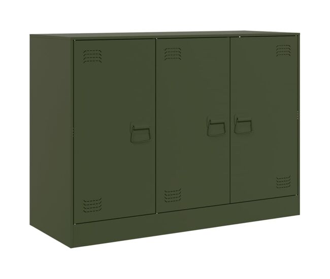 Aparador - mueble de almacenamiento de acero verde oliva 99x39x73 cm es2399