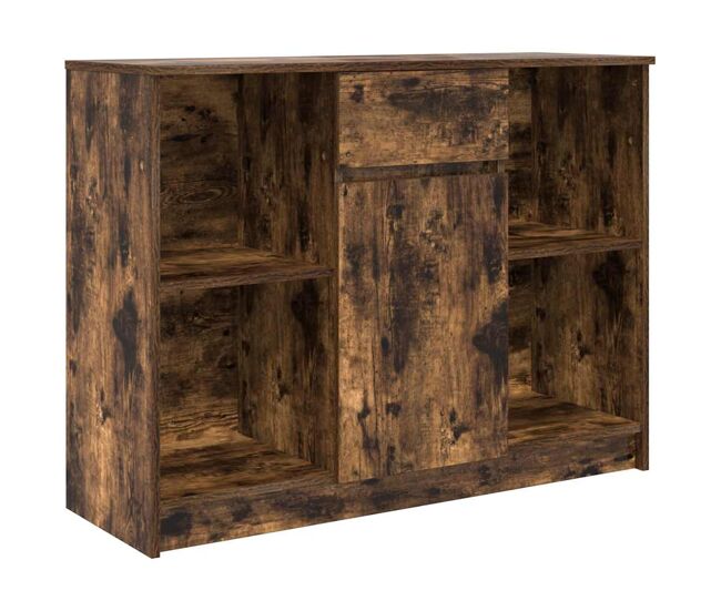 Aparador - mueble de almacenamiento con cajón roble ahumado 101x35x76 cm madera ingeniería es1771