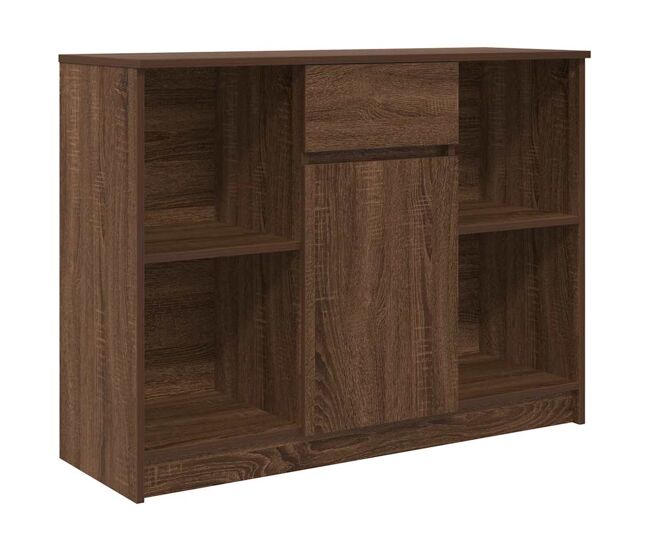 Aparador - mueble de almacenamiento con cajón roble marrón 101x35x76 cm madera ingeniería es1787