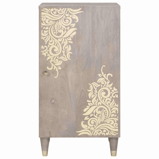 Bufete - Móvei de apoio Cinza e Ouro 40 x 33 x 75 cm Madeira de manga maciça pt4086