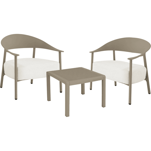Conjunto de mobiliário de jardim em metal e plástico Céora - 2 lugares - Taupe