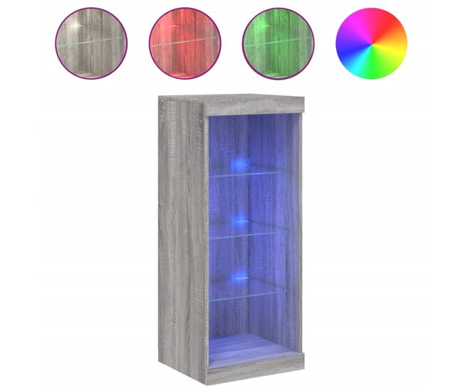 Aparador - mueble de almacenamiento con luces led gris sonoma 41x37x100 cm es1983