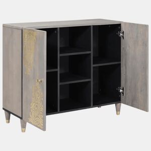 Bufete - Móvei de apoio Cinza e Ouro 90 x 33 x 75 cm Madeira de manga maciça pt4092