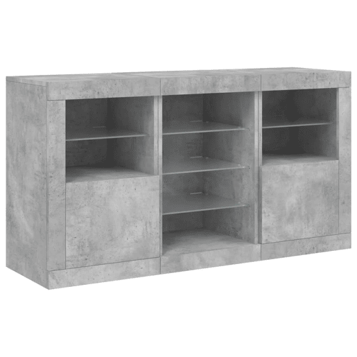 Aparador - Bufete - Móvei de apoio com luzes LED 123x37x67 cm cinzento cimento pt1941