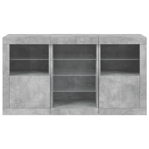 Aparador - Bufete - Móvei de apoio com luzes LED 123x37x67 cm cinzento cimento pt1941