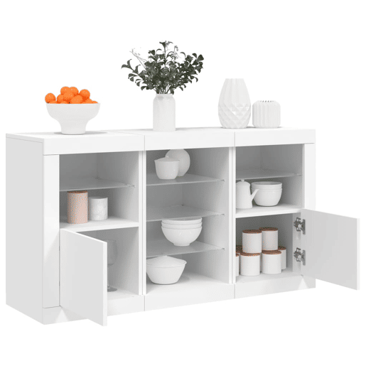 Aparador - Bufete - Móvei de apoio com luzes LED 123x37x67 cm branco pt1911