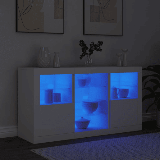 Aparador - Bufete - Móvei de apoio com luzes LED 123x37x67 cm branco pt1911